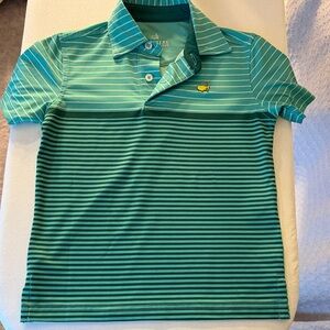 Masters Teal Striped Kids Polo Shirt